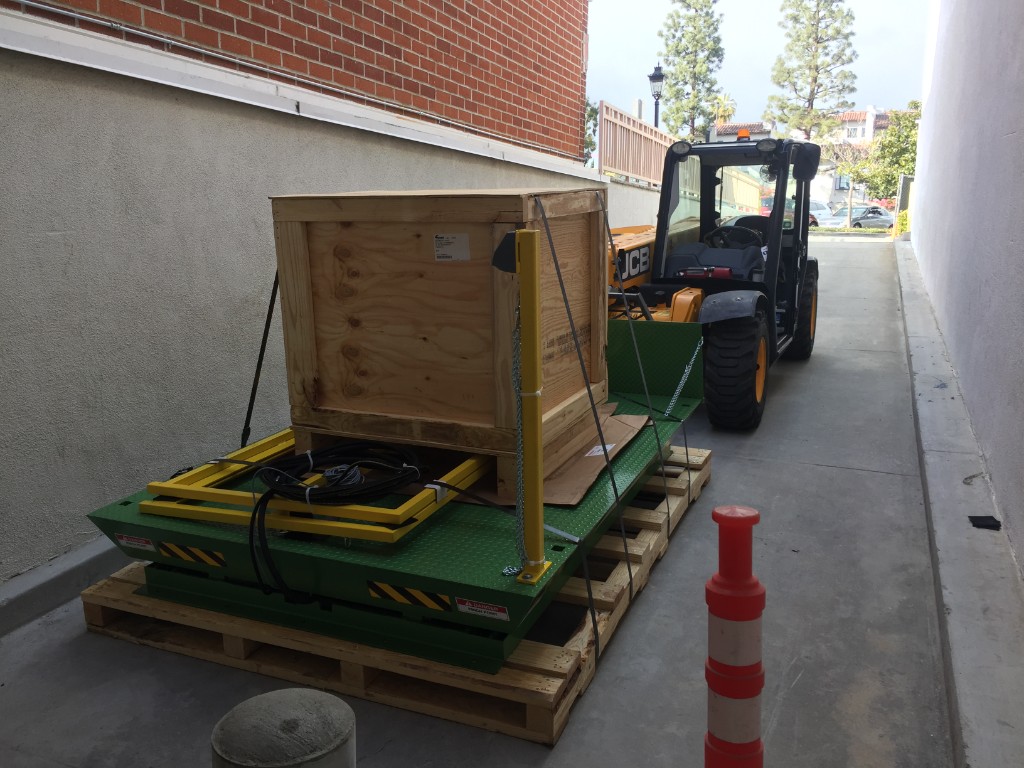 Before warehouse access upgrade with equipment staged for installation